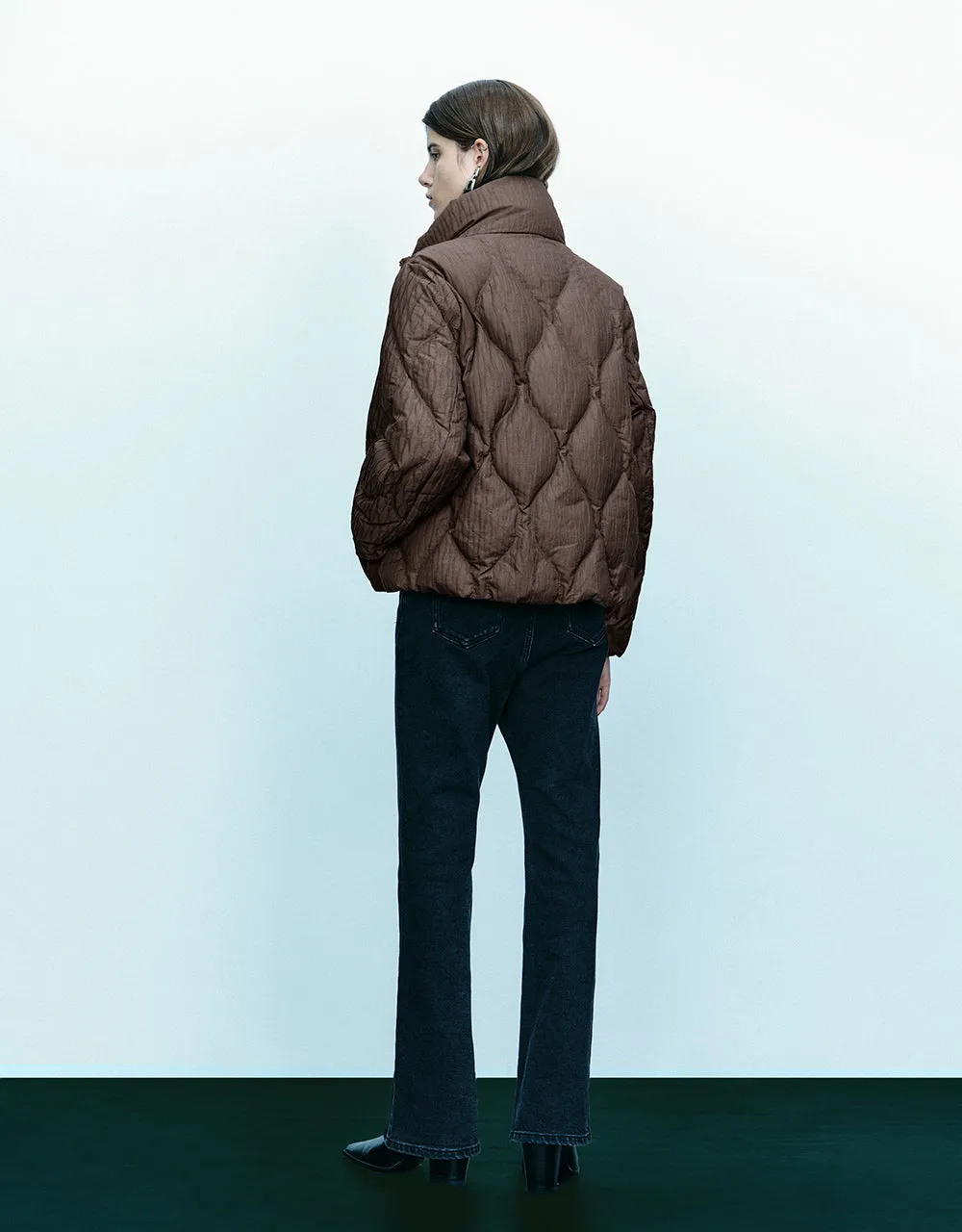 Textured Zipper Front Down Jacket sold by Urban Revivo product image thumbnail 4