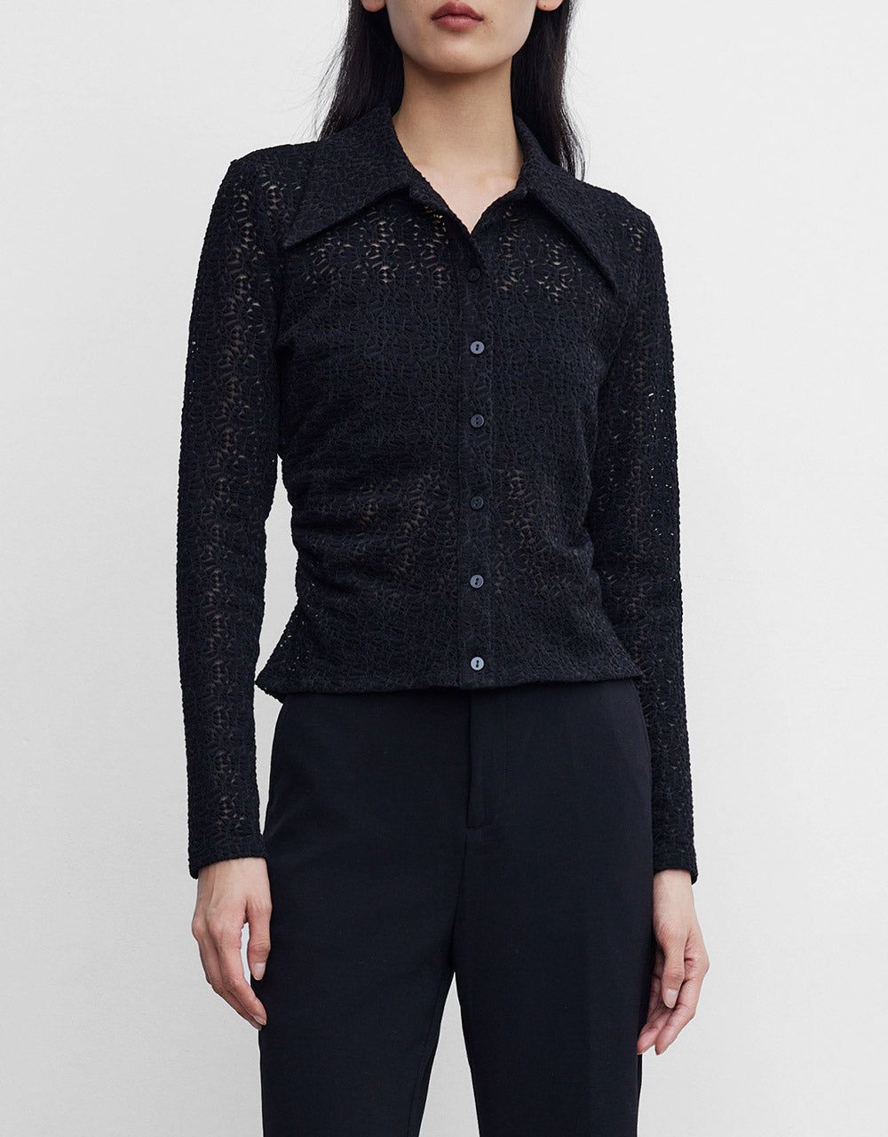 Ruched Button Up Fitted Blouse sold by Urban Revivo product image thumbnail 2