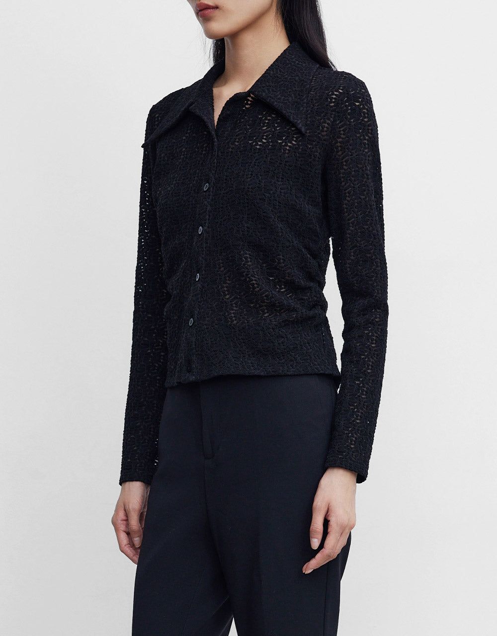 Ruched Button Up Fitted Blouse sold by Urban Revivo product image thumbnail 5