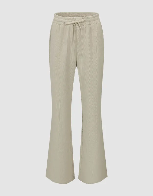 Drawstring Waist Knitted Flare Pants sold by Urban Revivo