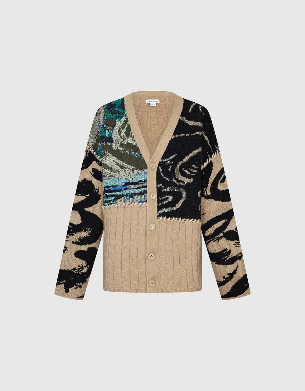 Printed V-Neck Knitted Cardigan sold by Urban Revivo product image thumbnail 2