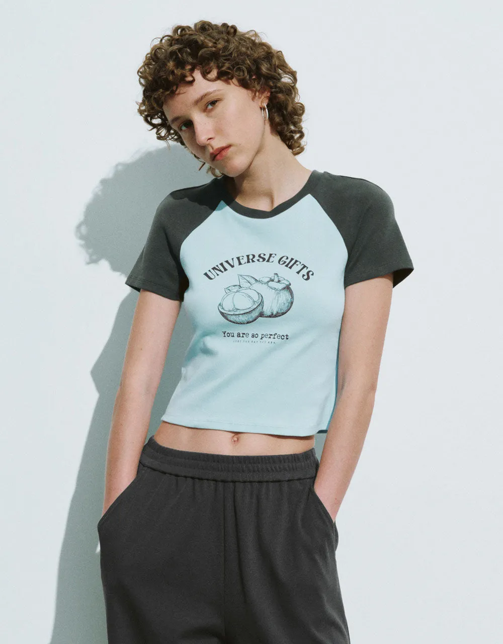 Raglan Sleeve Crew Neck Skinny T-Shirt sold by Urban Revivo