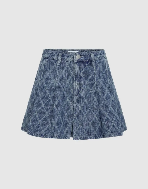 Pleated Mini Denim Skirt sold by Urban Revivo