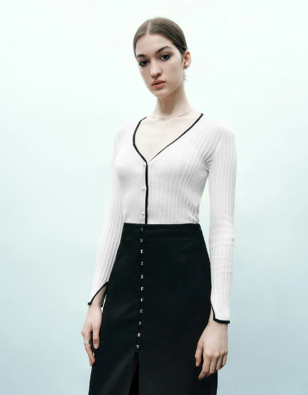 V-Neck Knitted Cardigan sold by Urban Revivo