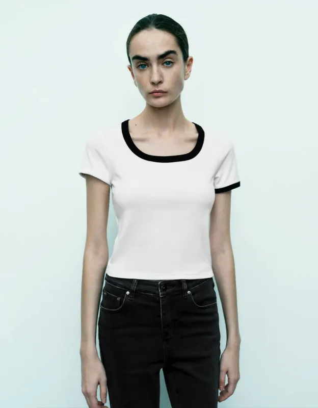 U Neck Knitted Skinny T-Shirt sold by Urban Revivo