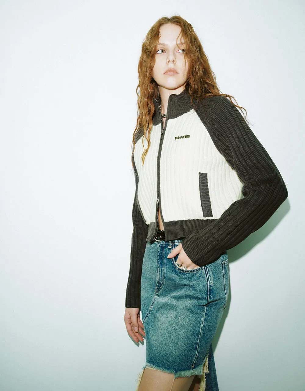 Raglan Sleeve Stand Collar Knitted Cardigan sold by Urban Revivo product image thumbnail 3