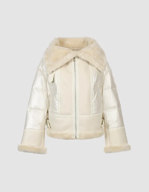 Zipper Front Furry Down Jacket sold by Urban Revivo