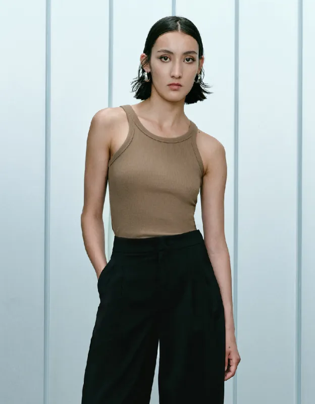 Crew Neck Straight Tank Top sold by Urban Revivo