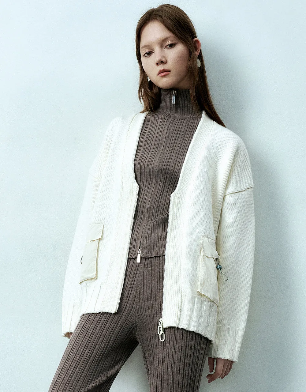 V-Neck Knitted Cardigan sold by Urban Revivo