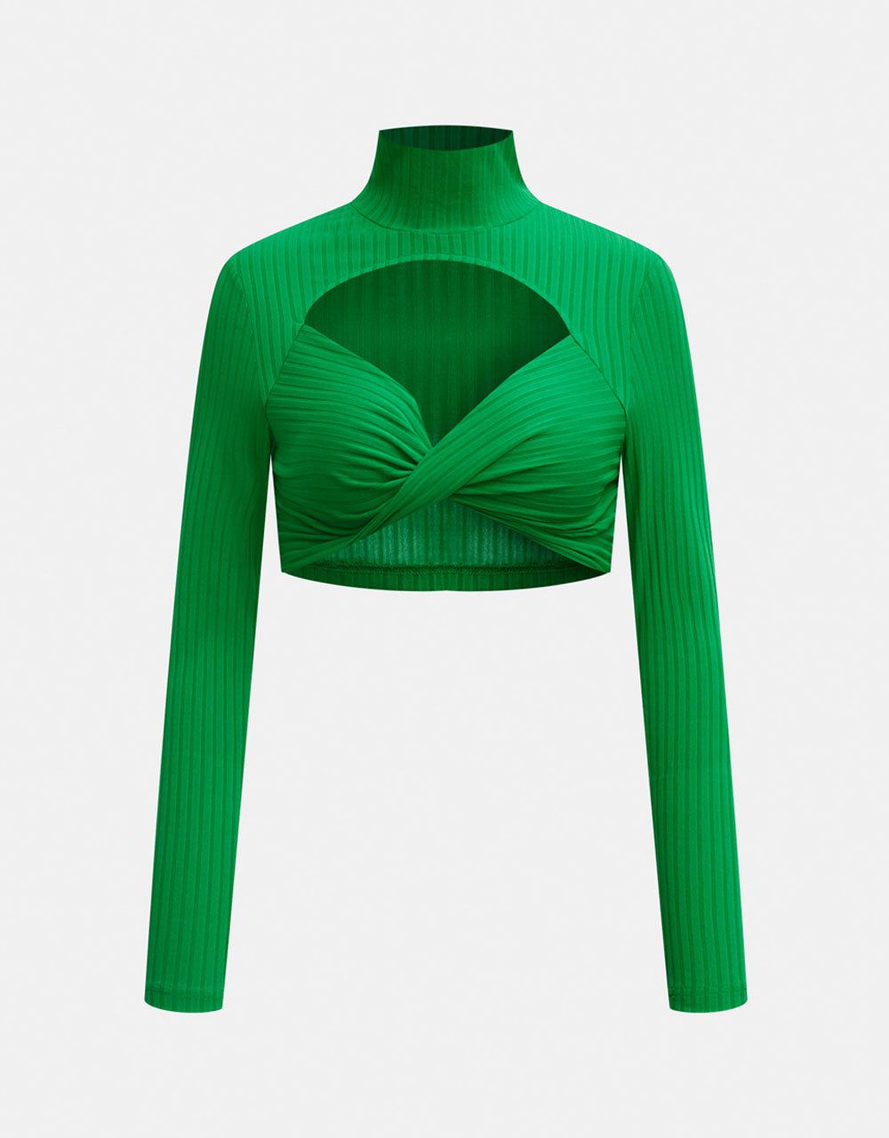 Crossover Hem Cut Out Crop Top sold by Urban Revivo