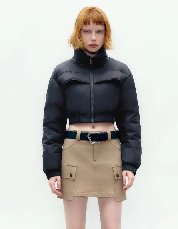 Zipper Front Stand Collar Puffer Jacket sold by Urban Revivo