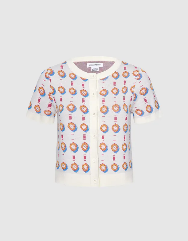 Jacquard Short Sleeve Cardigan sold by Urban Revivo