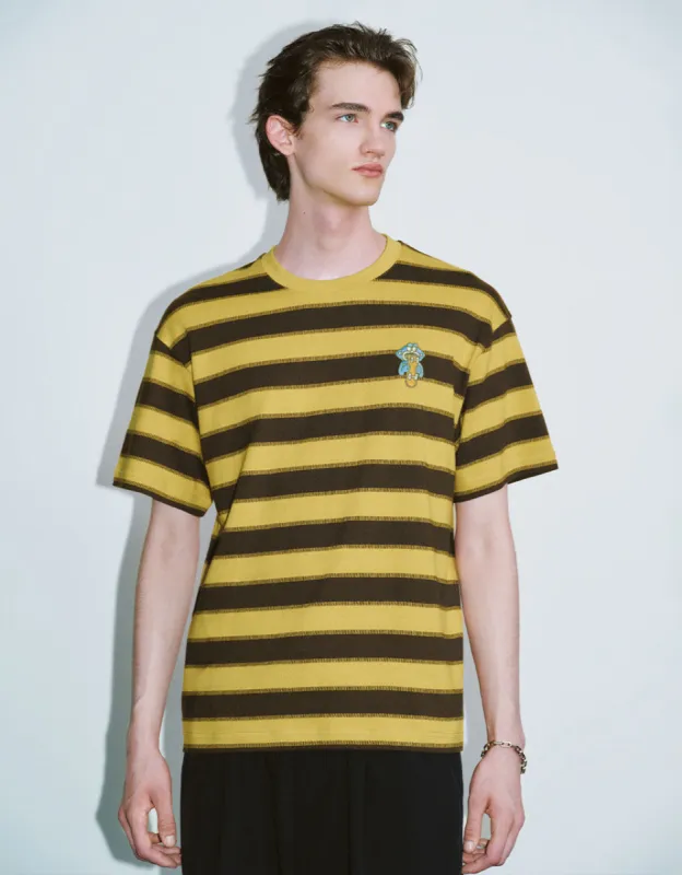 Striped Crew Neck Loose T-Shirt sold by Urban Revivo