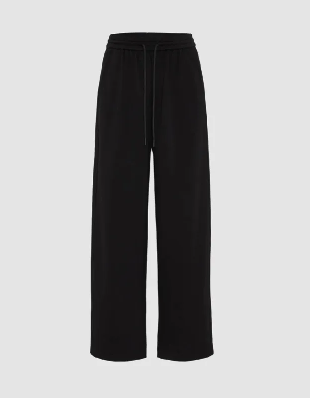 Drawstring Waist Knitted Wide-Leg Pants sold by Urban Revivo
