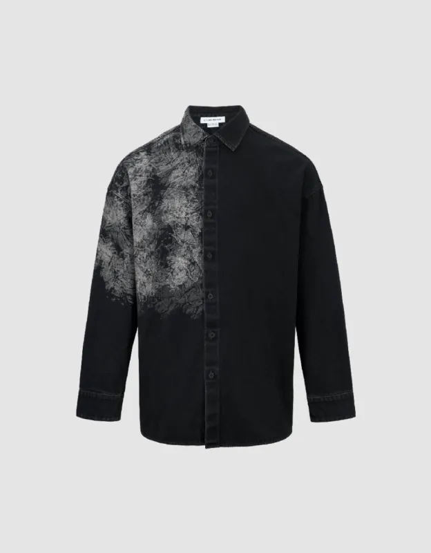 Printed Loose Denim Shirt sold by Urban Revivo