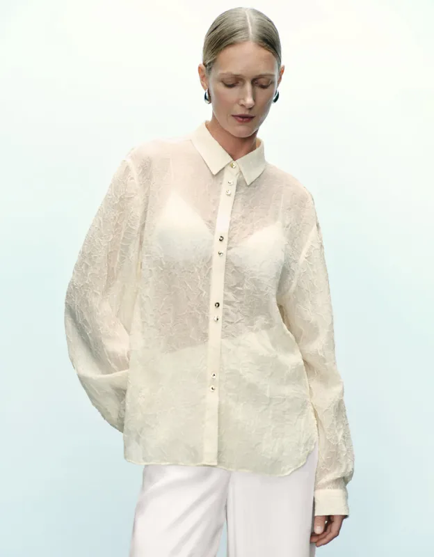 Textured Button Up Straight Shirt sold by Urban Revivo