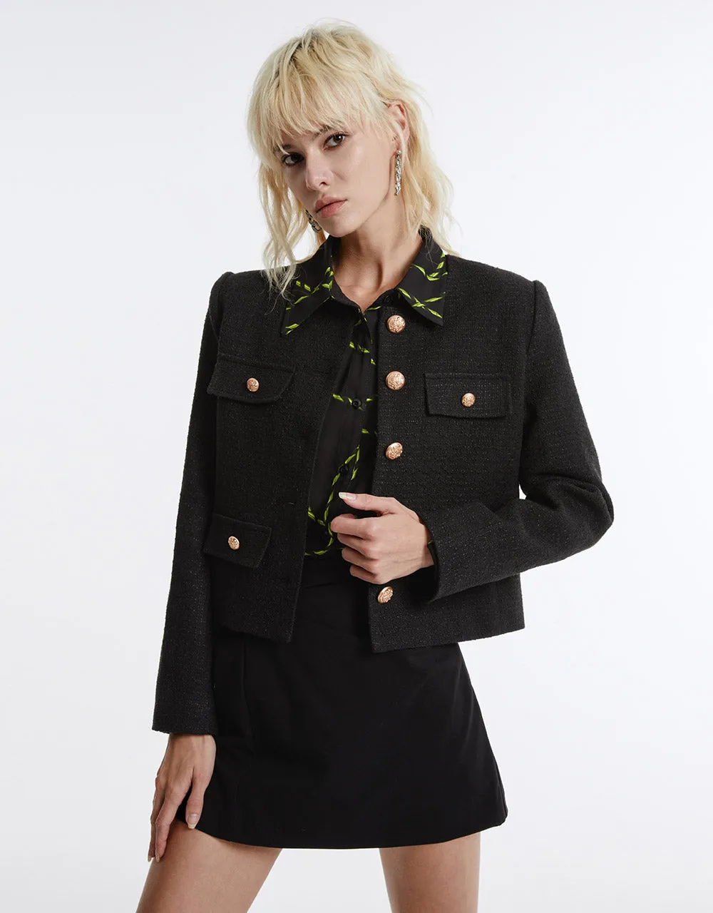Tweed Button Up Jacket sold by Urban Revivo