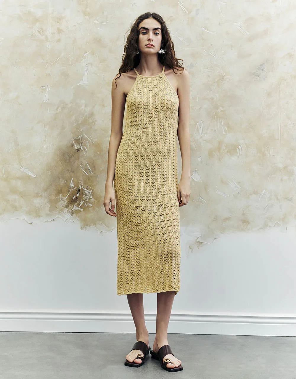 Sleeveless Crew Neck Knitted Dress sold by Urban Revivo