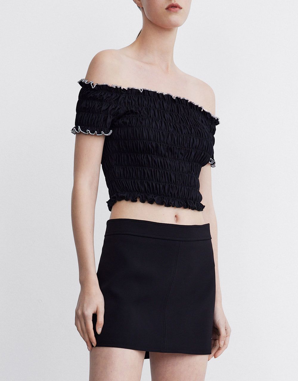 Off-Shoulder Shirred Crop Top sold by Urban Revivo product image thumbnail 2