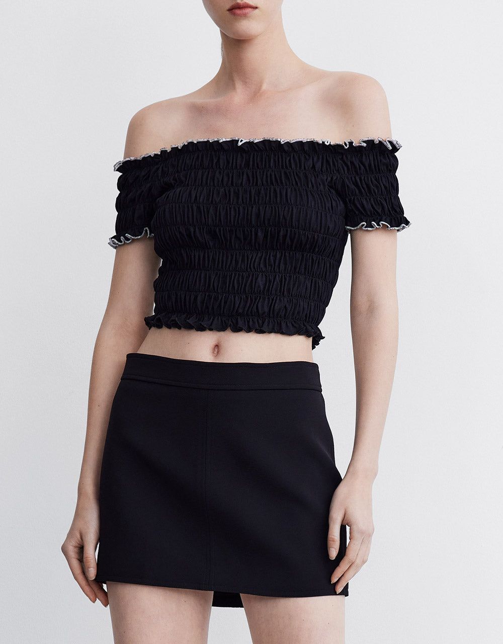 Off-Shoulder Shirred Crop Top sold by Urban Revivo product image thumbnail 5