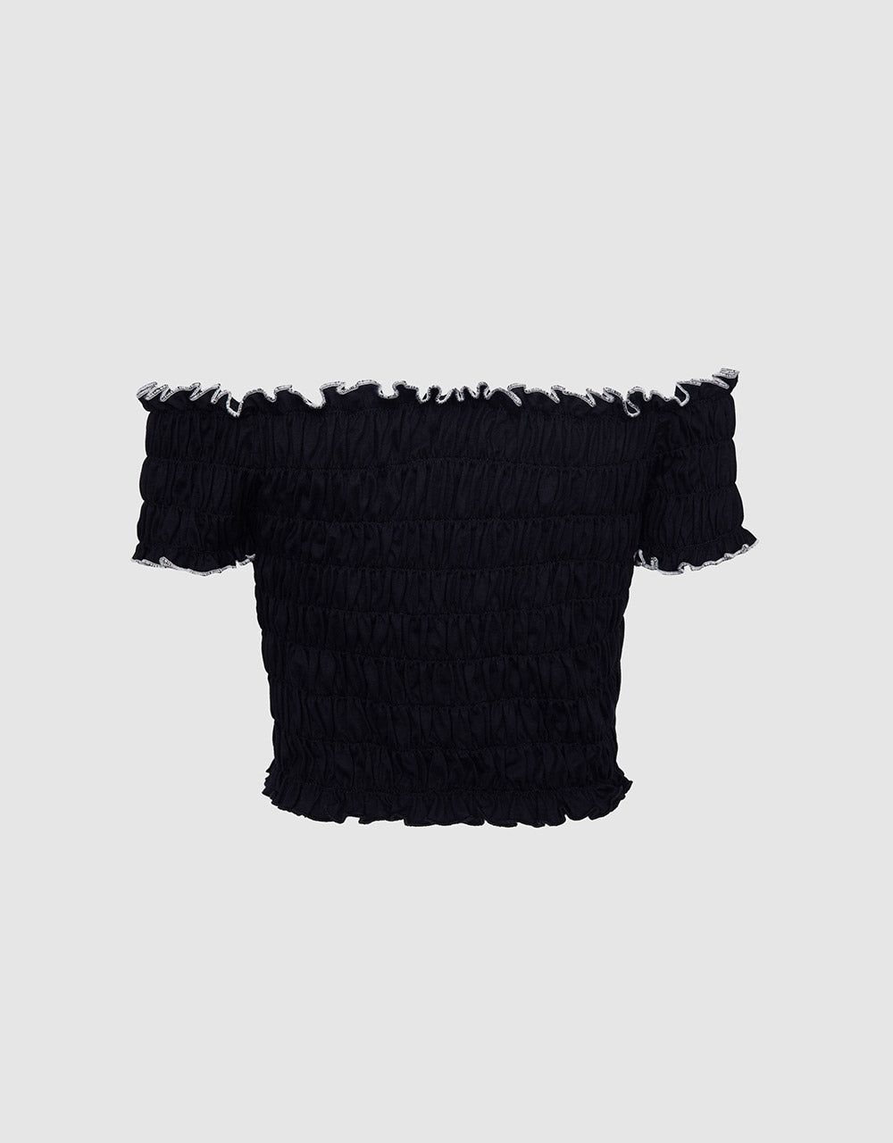 Off-Shoulder Shirred Crop Top sold by Urban Revivo product image thumbnail 4