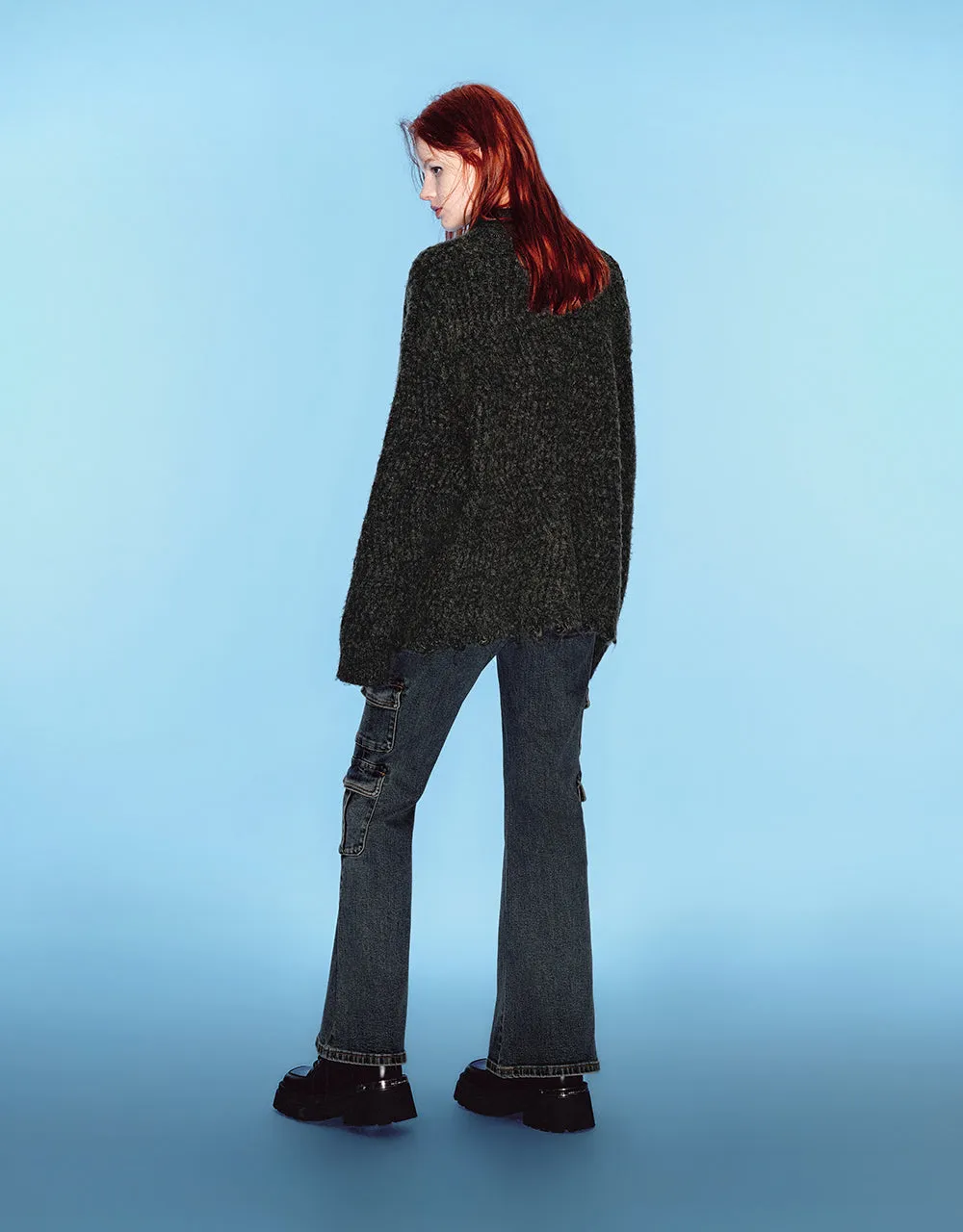 Raw Hem Zipper Front Knitted Cardigan sold by Urban Revivo product image thumbnail 5