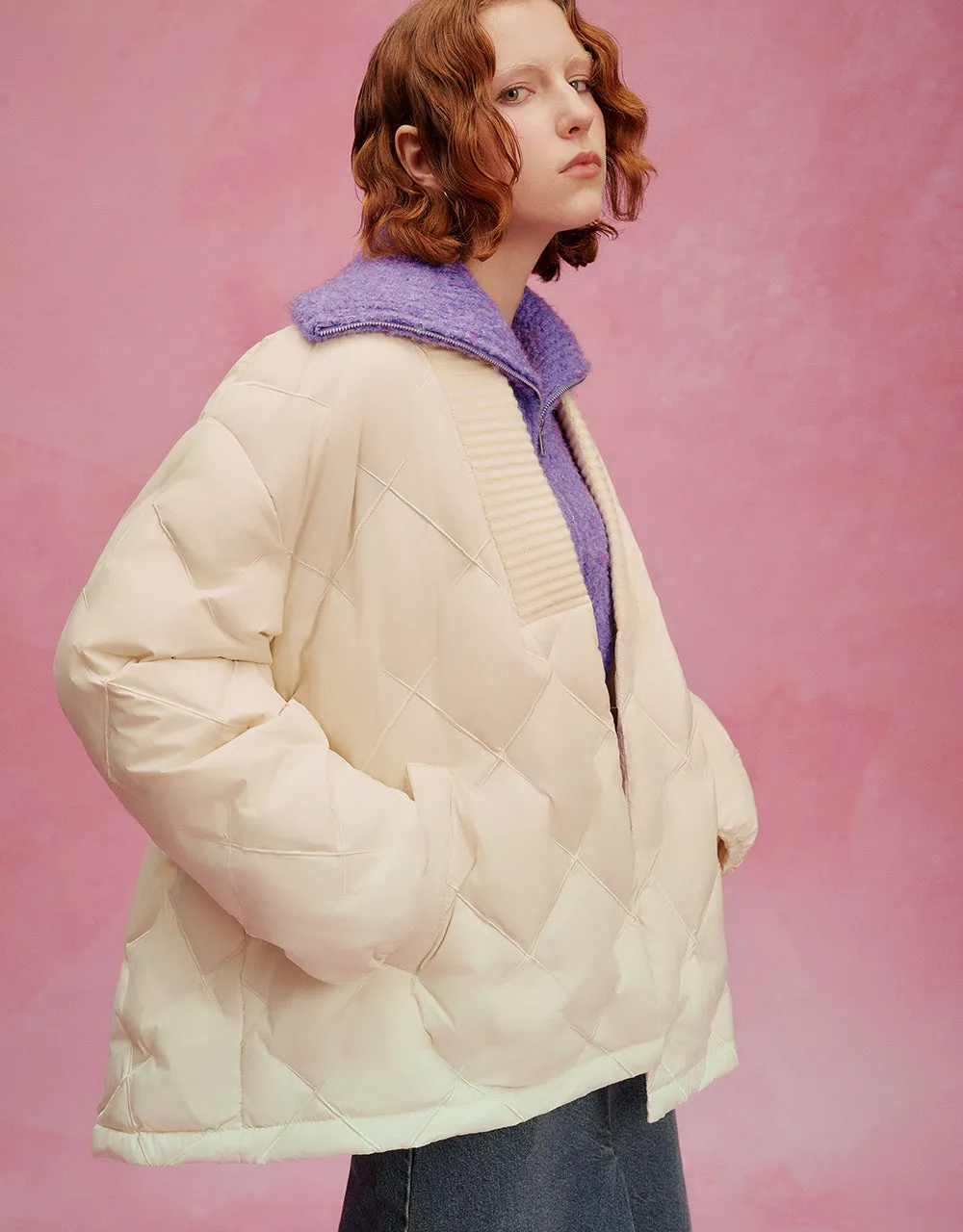 Quilted V-Neck Down Jacket sold by Urban Revivo product image thumbnail 3