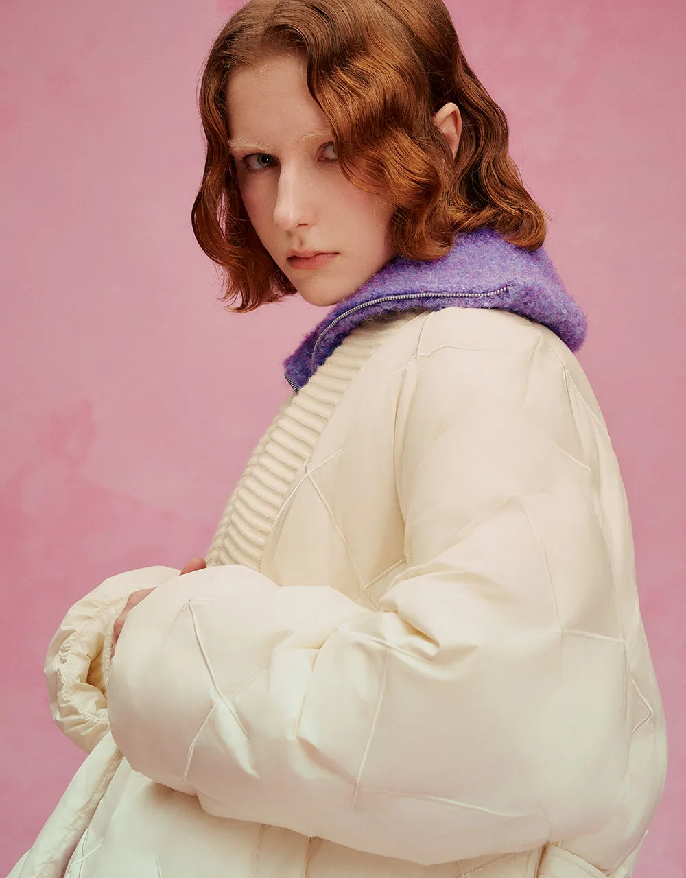 Quilted V-Neck Down Jacket sold by Urban Revivo product image thumbnail 5