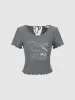 Printed Crew Neck Skinny T-Shirt sold by Urban Revivo
