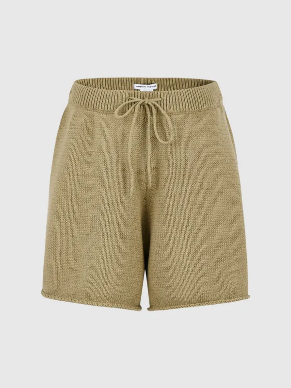 Drawstring Waist Knitted Shorts sold by Urban Revivo