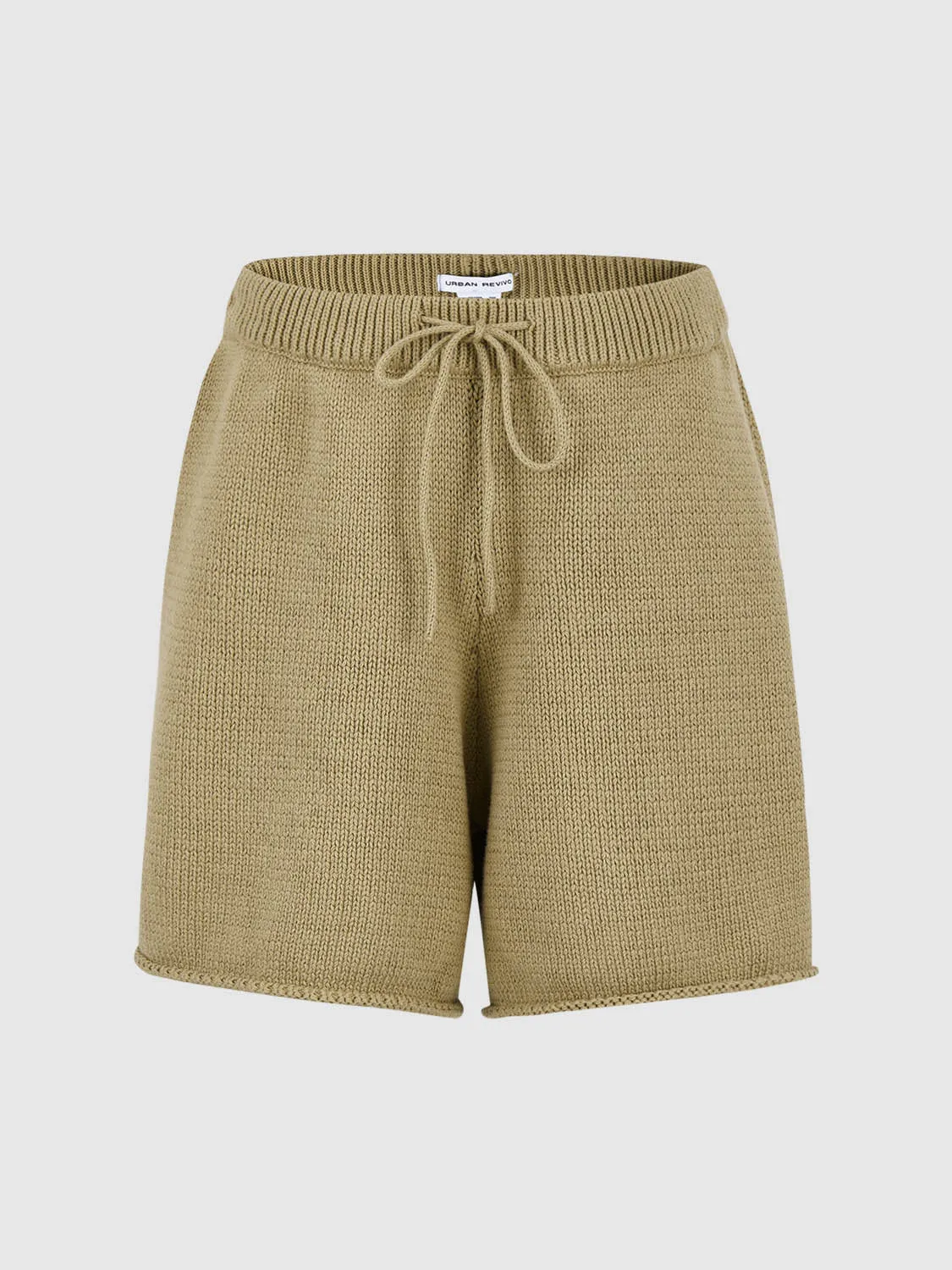 Drawstring Waist Knitted Shorts sold by Urban Revivo