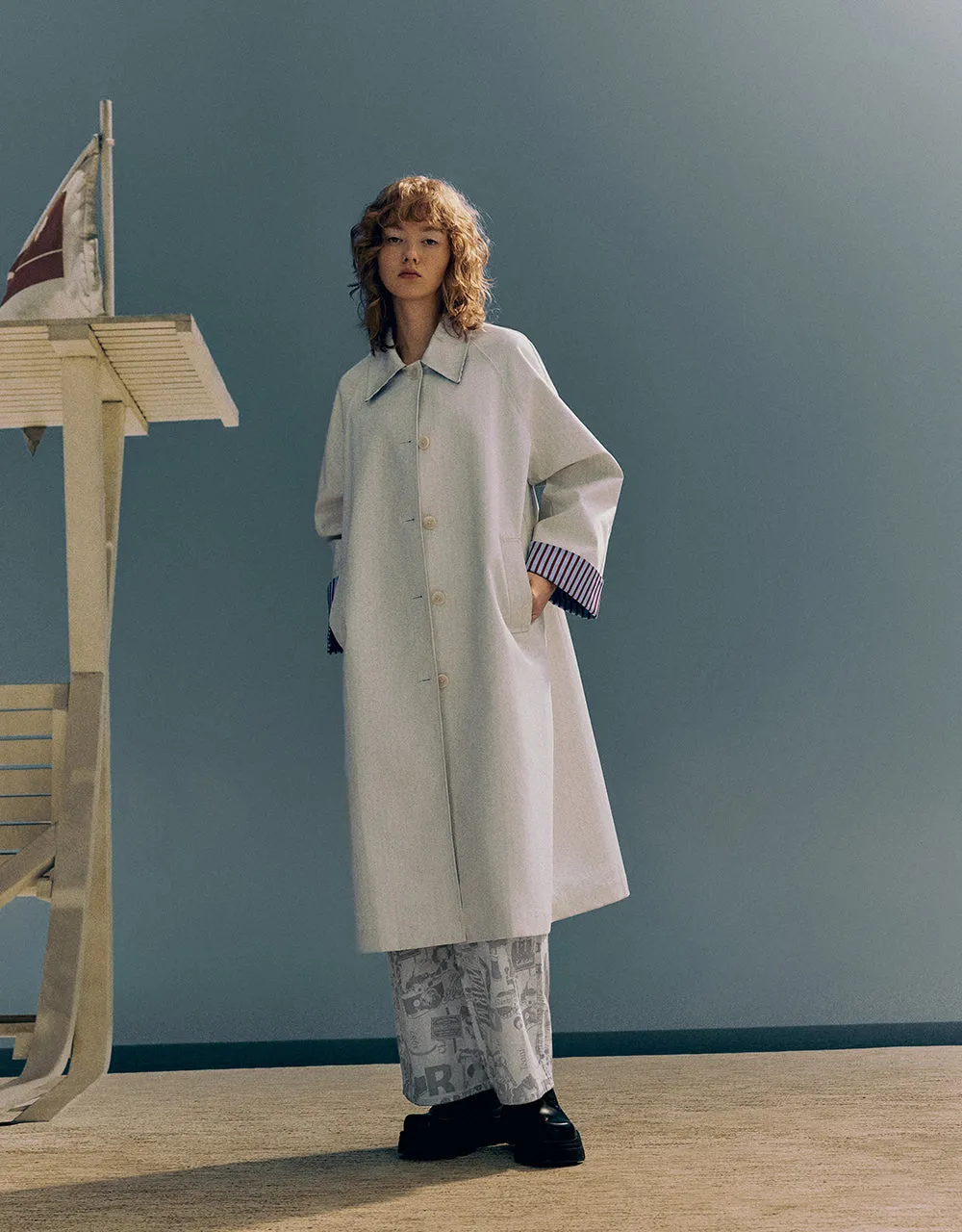 Two Toned Button Up Trench Coat sold by Urban Revivo