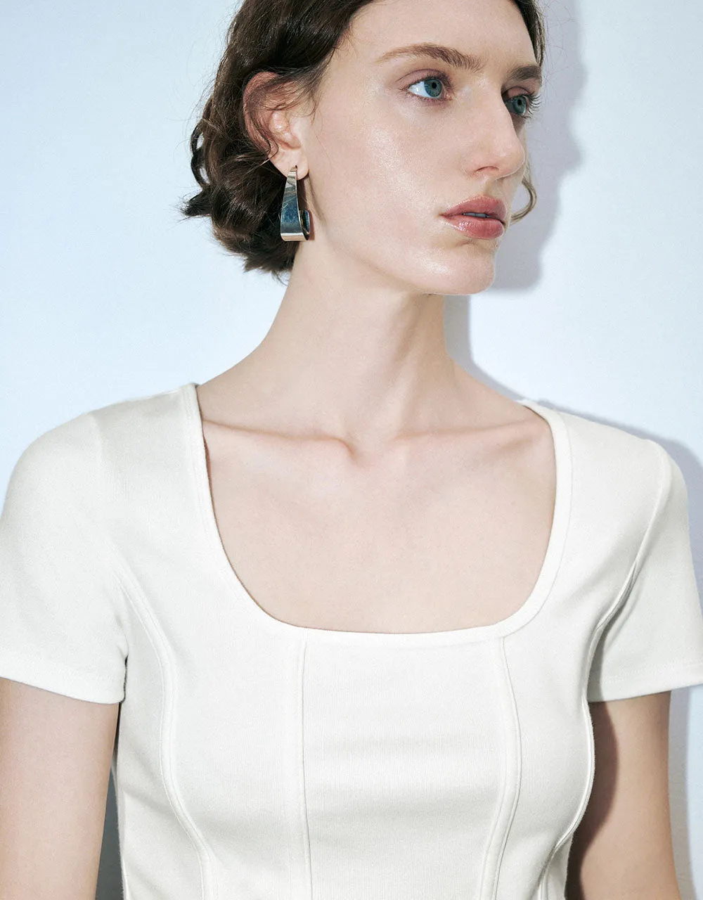 Square-cut Collar Skinny T-Shirt sold by Urban Revivo product image thumbnail 4