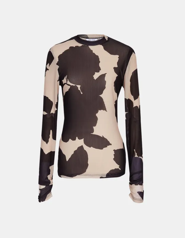 Leaf Print Mesh Top sold by Urban Revivo