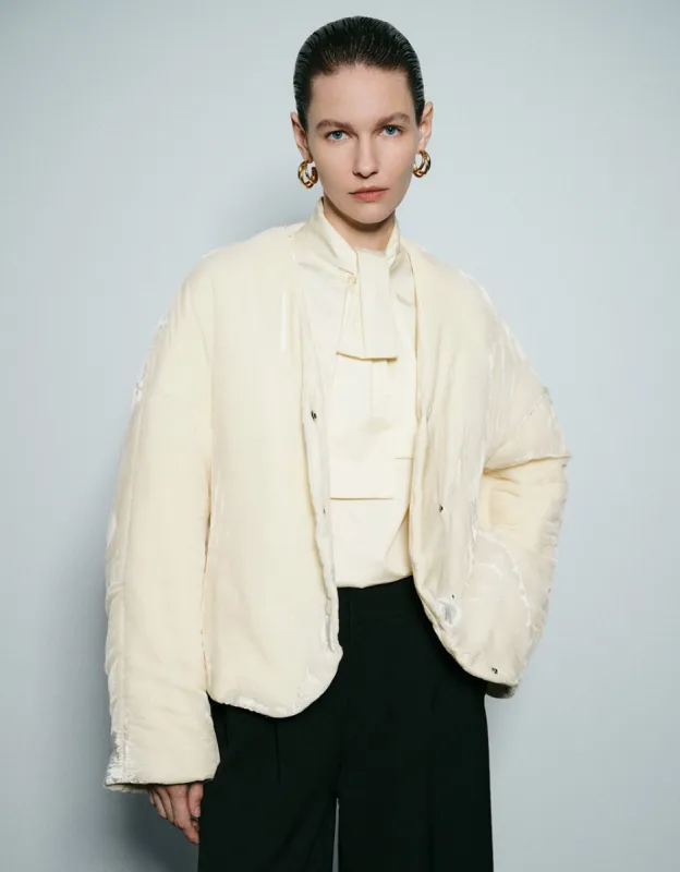 V-Neck Straight Padded Coat sold by Urban Revivo