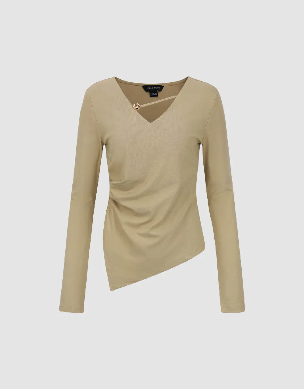 Asymmetric V-Neck Skinny T-Shirt sold by Urban Revivo product image thumbnail 2