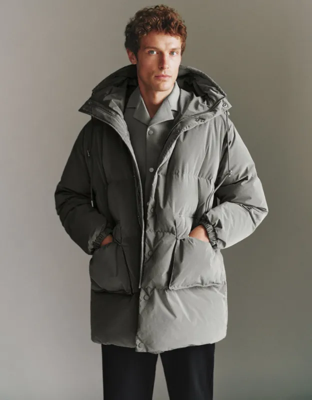 Hooded A-Line Down Jacket sold by Urban Revivo