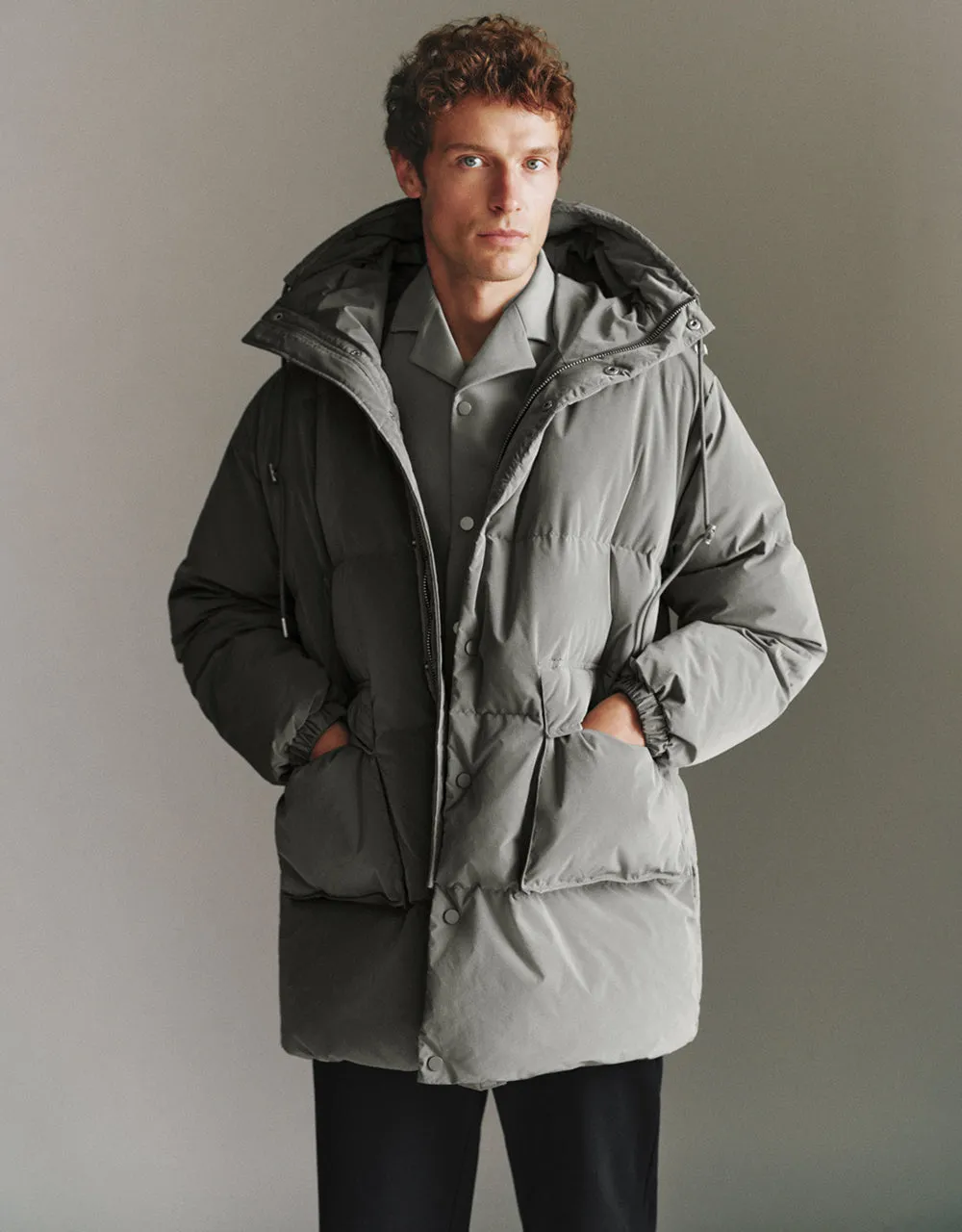 Hooded A-Line Down Jacket sold by Urban Revivo