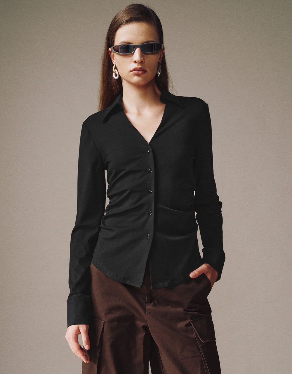 V-Neck Lapel Shirt sold by Urban Revivo