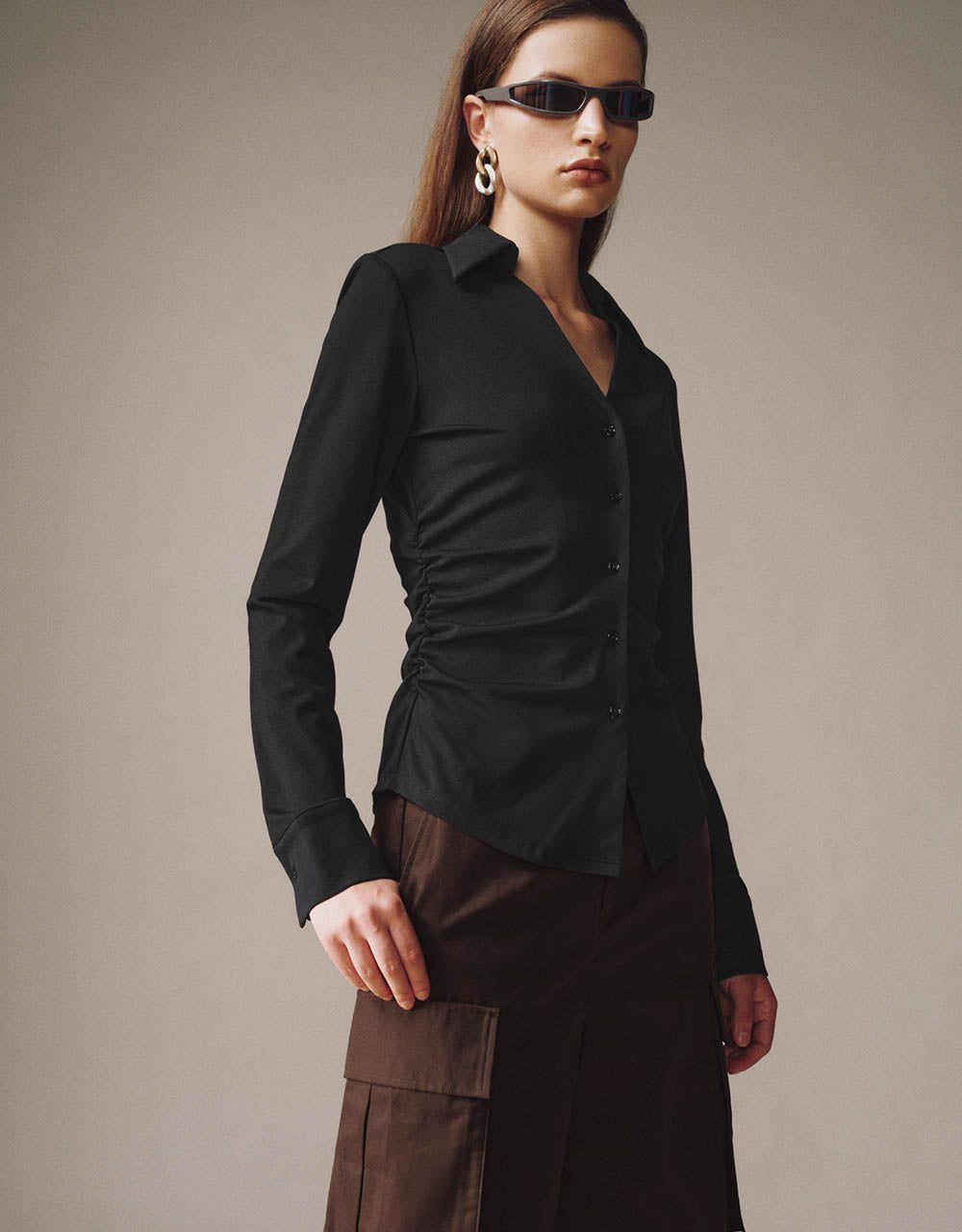 V-Neck Lapel Shirt sold by Urban Revivo product image thumbnail 3