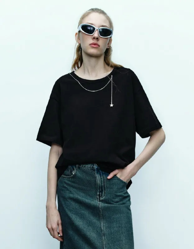 Drop Shoulder Sleeve  Loose T-Shirt sold by Urban Revivo