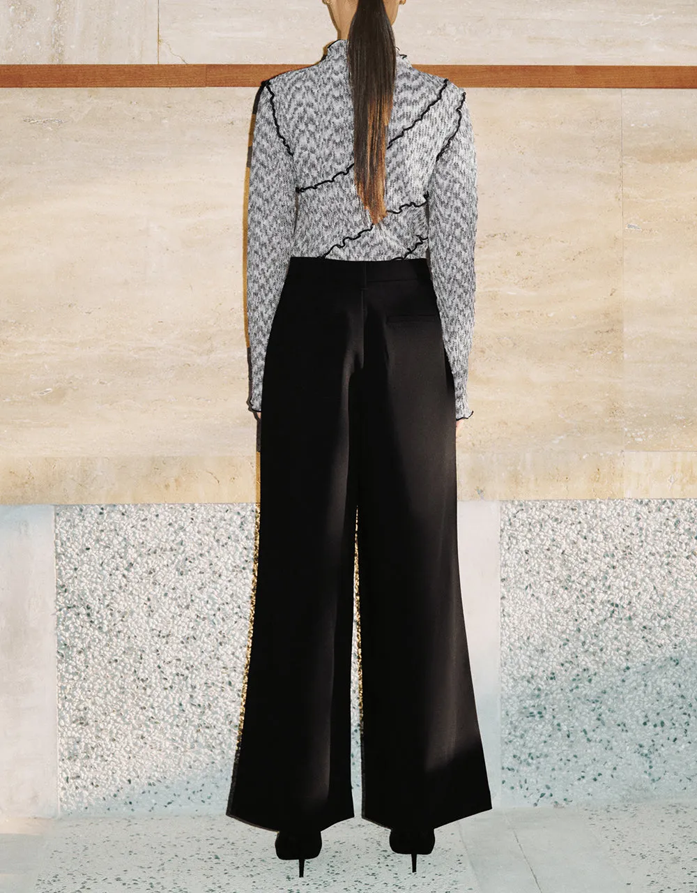 Frill Trim Crew Neck Skinny T-Shirt sold by Urban Revivo product image thumbnail 5