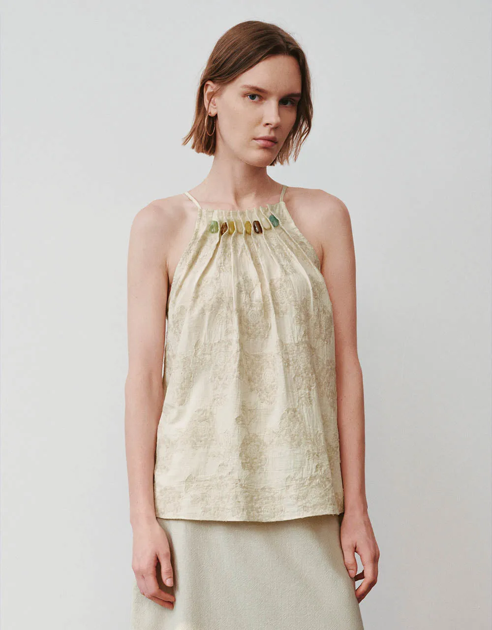 Halter Neck Linen Tank Top sold by Urban Revivo