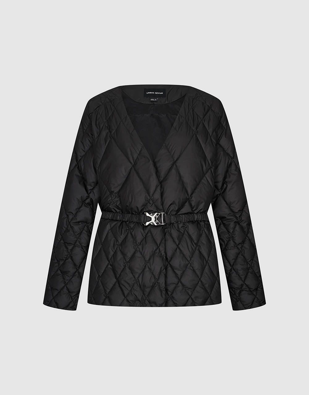 V-Neck Down Jacket With Belt sold by Urban Revivo product image thumbnail 2