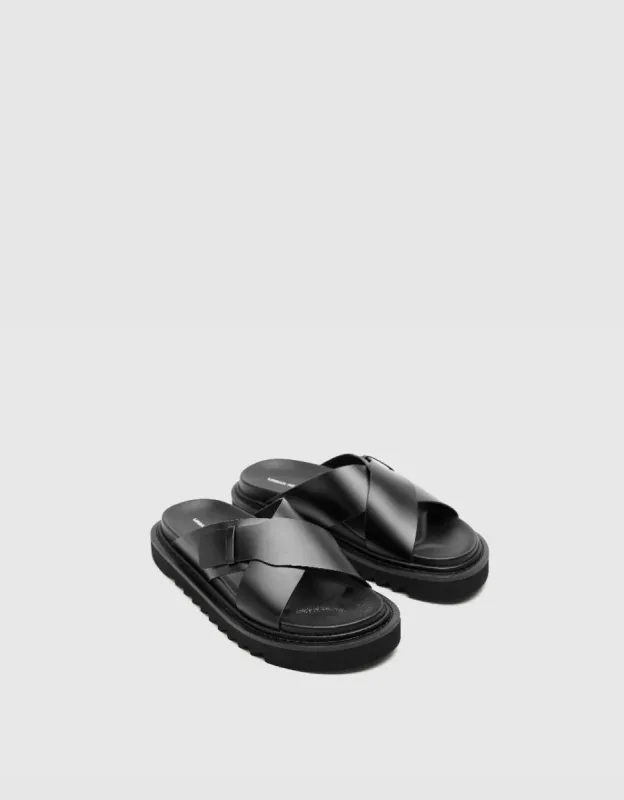Vegan Leather Round Toe Slippers sold by Urban Revivo