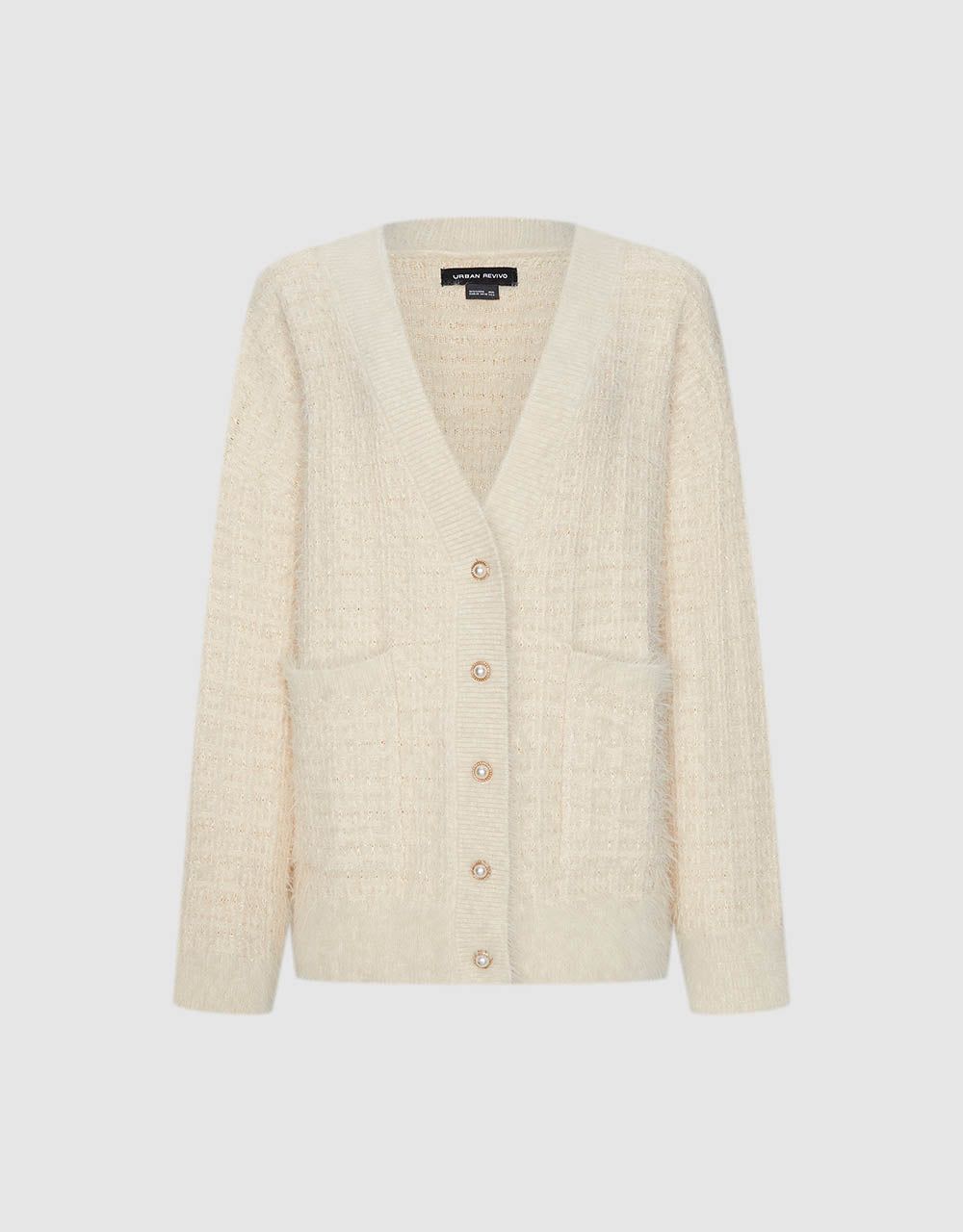 Faux Pearl Button Knitted Cardigan sold by Urban Revivo product image thumbnail 2