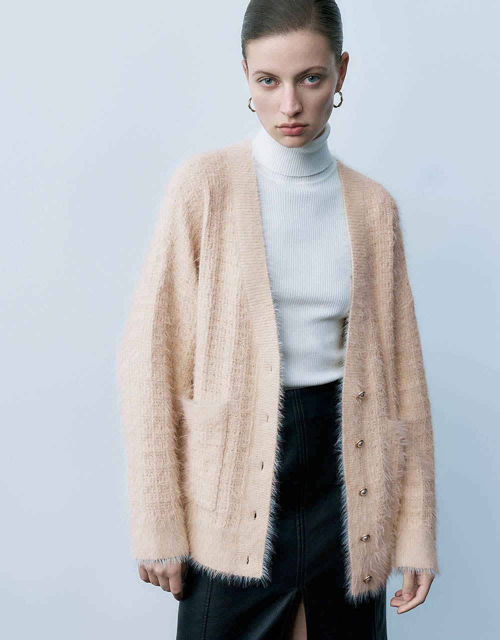 Faux Pearl Button Knitted Cardigan sold by Urban Revivo