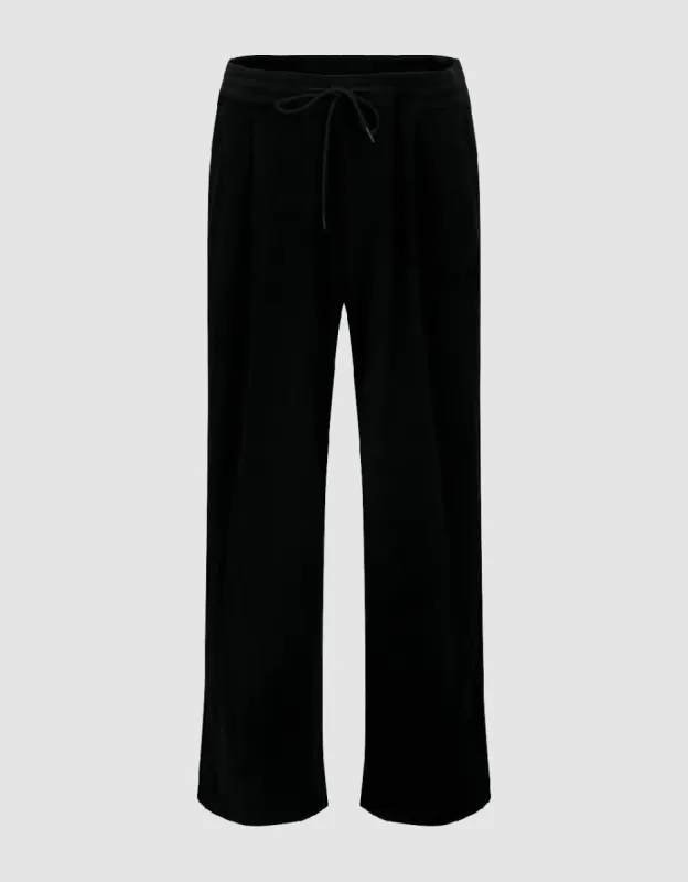 Drawstring Waist Knitted Wide-Leg Pants sold by Urban Revivo