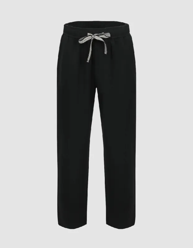 Drawstring Waist Carrot Fit Pants sold by Urban Revivo