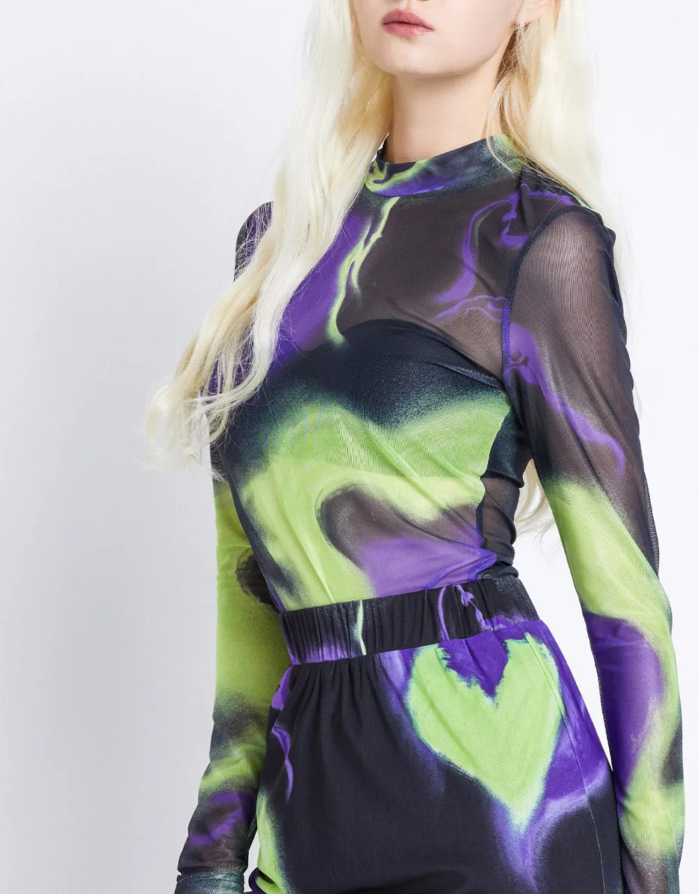 Graffiti Print Mesh Top sold by Urban Revivo product image thumbnail 2